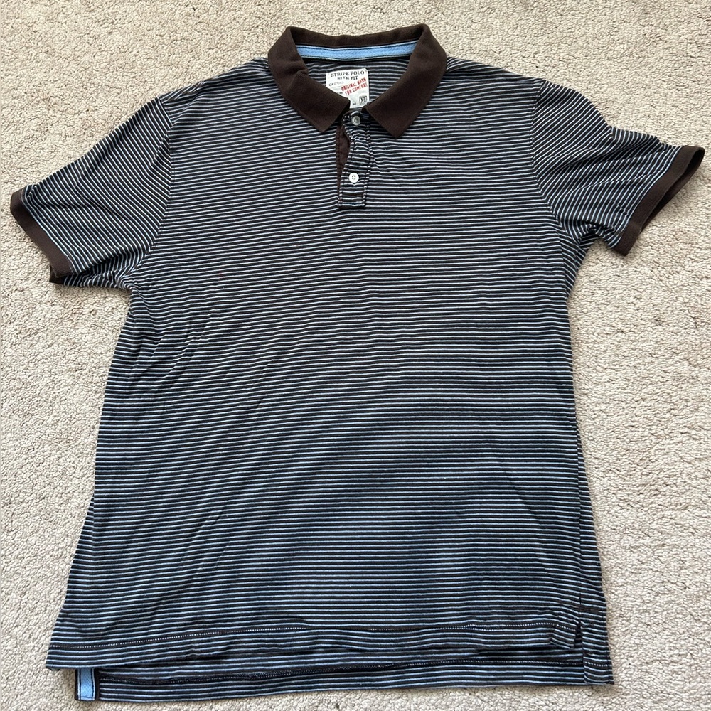 Winners Men's Polo - Blue and Brown Stripes